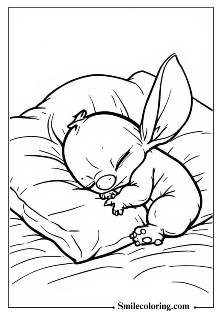 Baby Stitch Sleeping on a Pillow