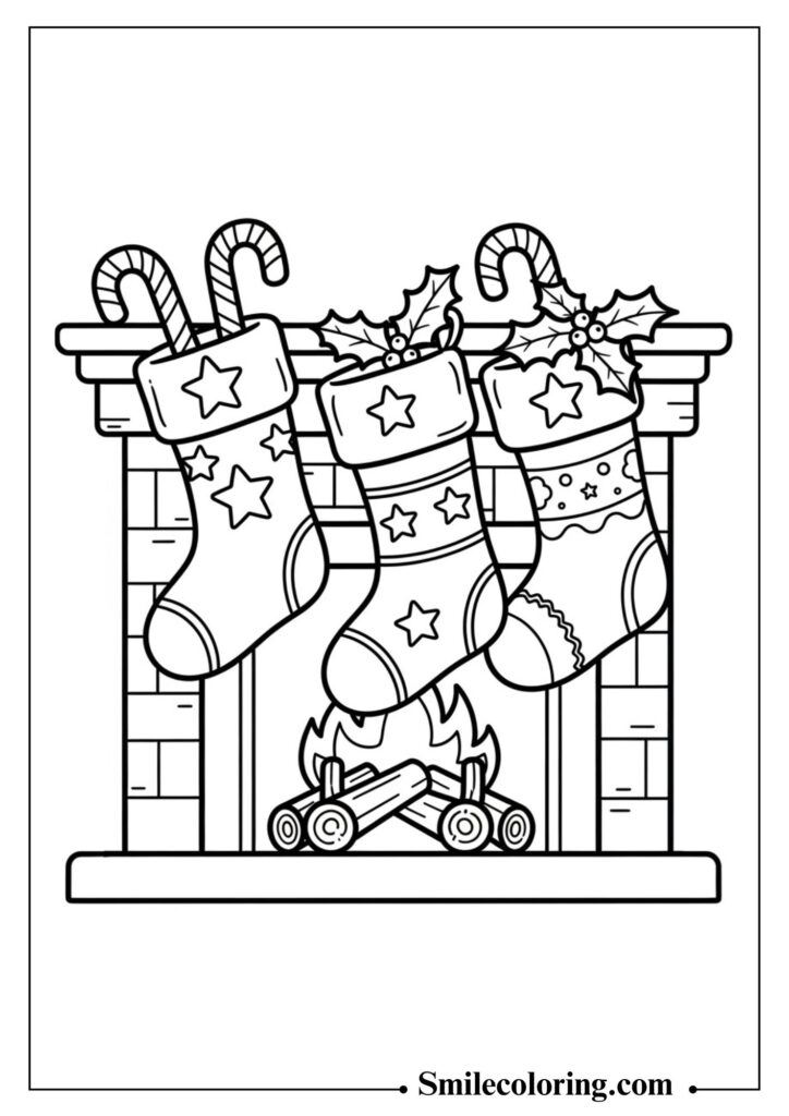 Christmas Stockings Coloring Page
