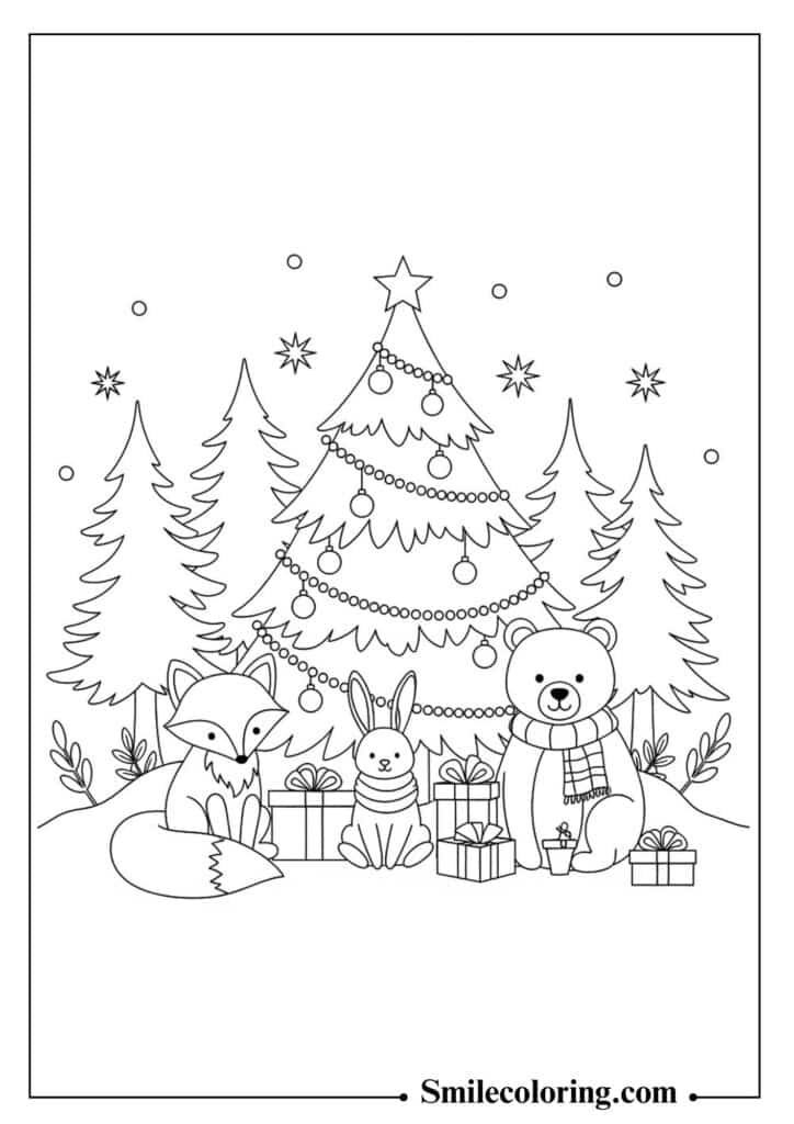 Cute Animal Decorating the Tree