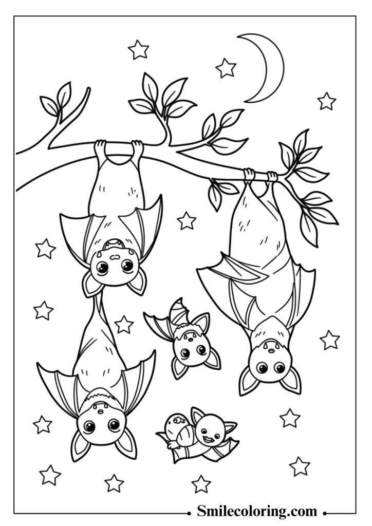 Cute Hanging Bat Family