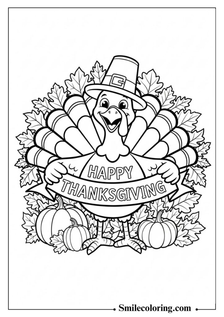 Cute Turkey with Happy Thanksgiving