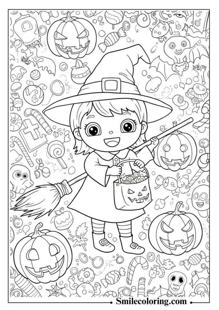 Cute Witch with Candy Bag
