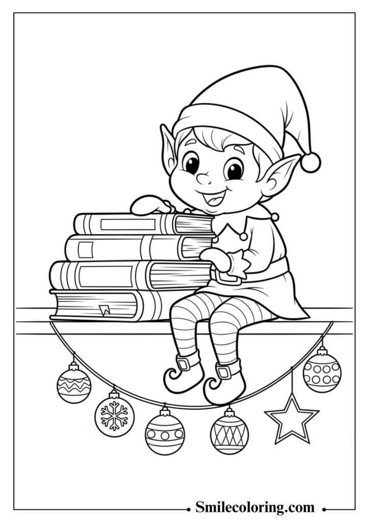 Elf on the Shelf Peeking from a Shelf