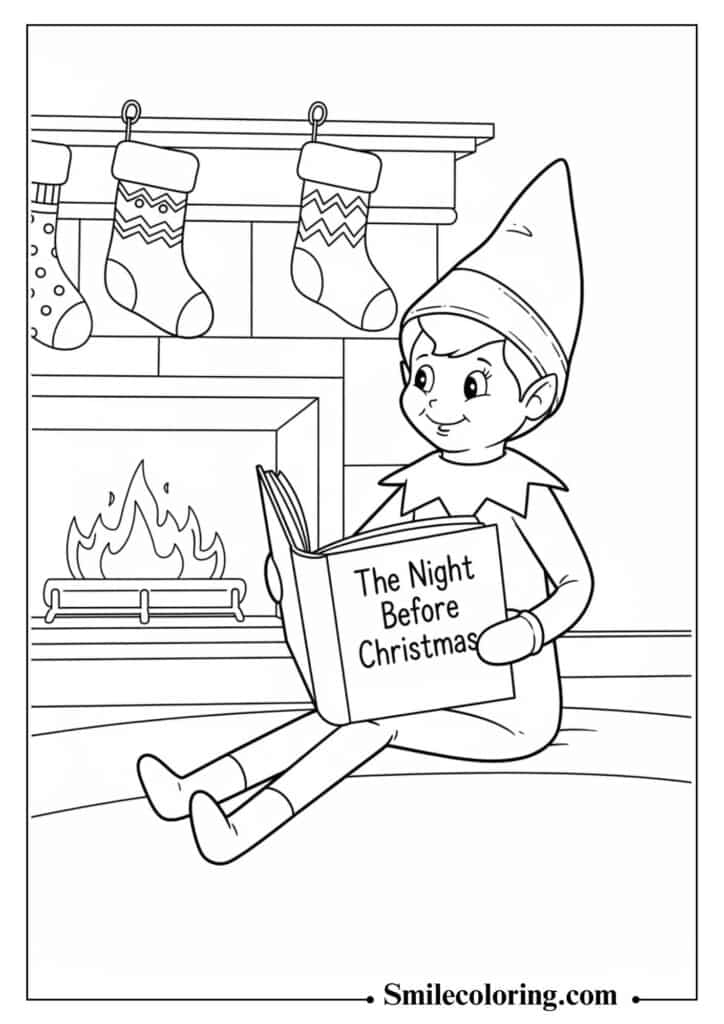 Elf on the Shelf Reading a Christmas Story