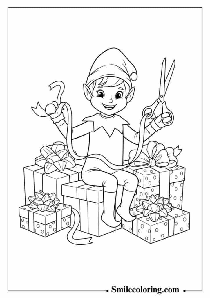 Elf on the Shelf Wrapping Presents