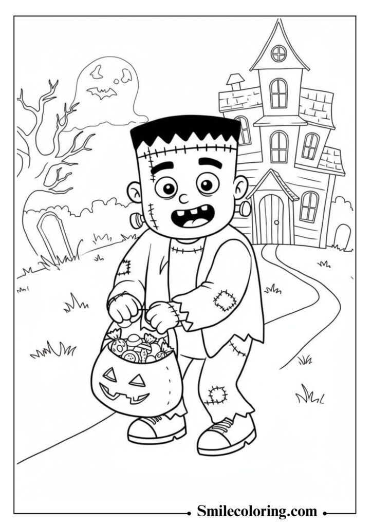 Frankenstein Monster with Candy Bag