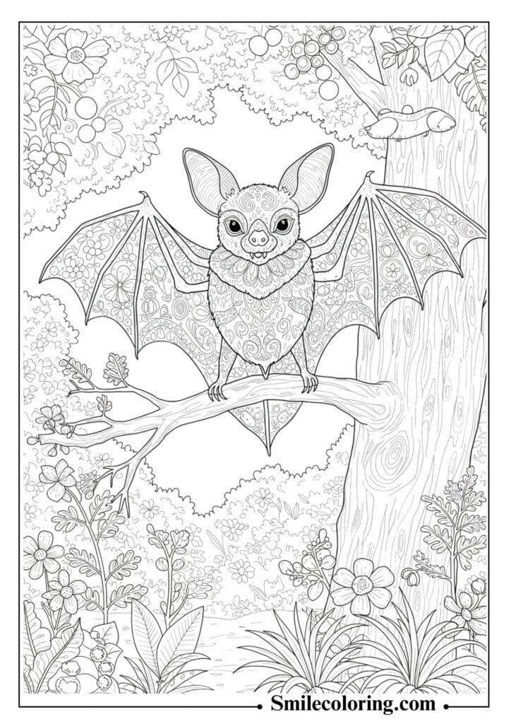 Friendly Bat in a Forest Scene