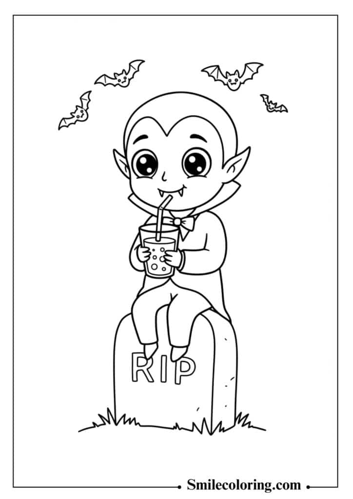 Funny Vampire Drinking Juice