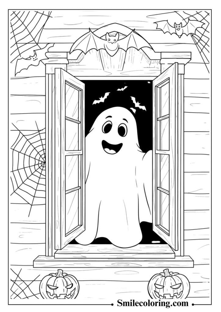 Ghost in Haunted House Window