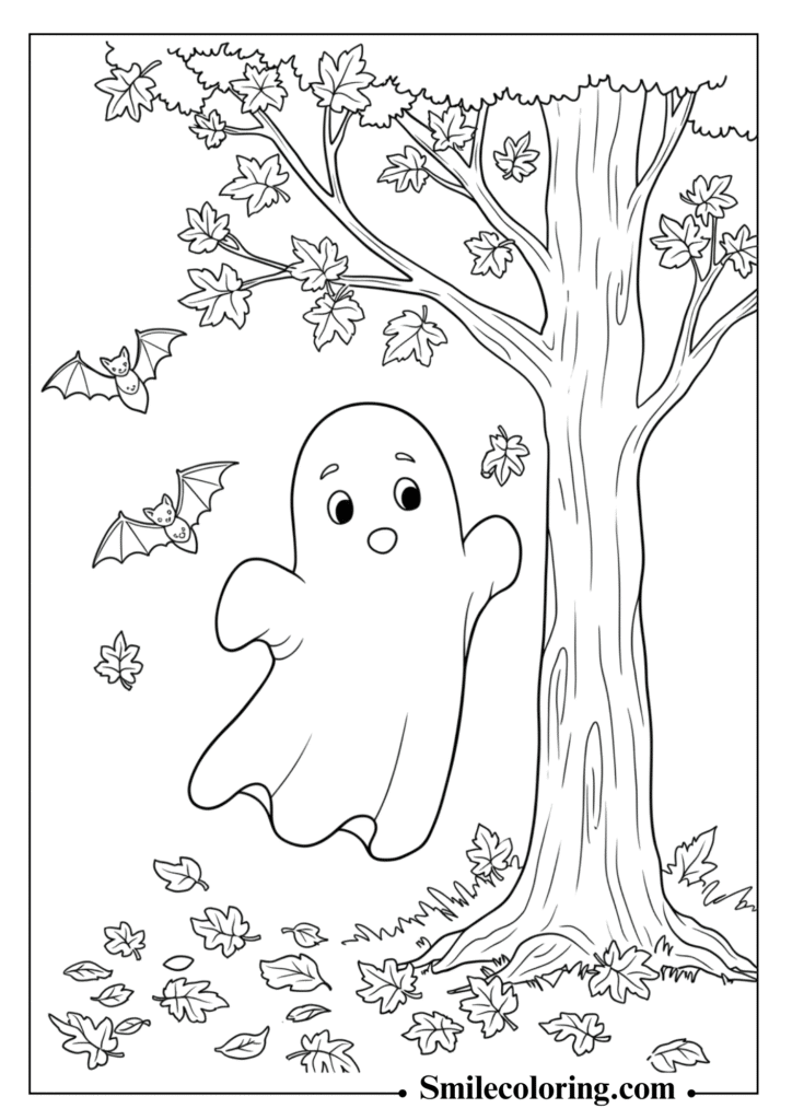 Ghost next to a tree