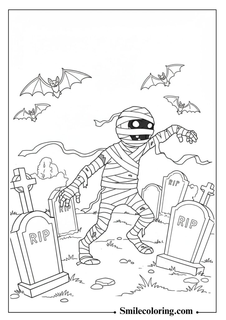 Mummy Monster in a Graveyard