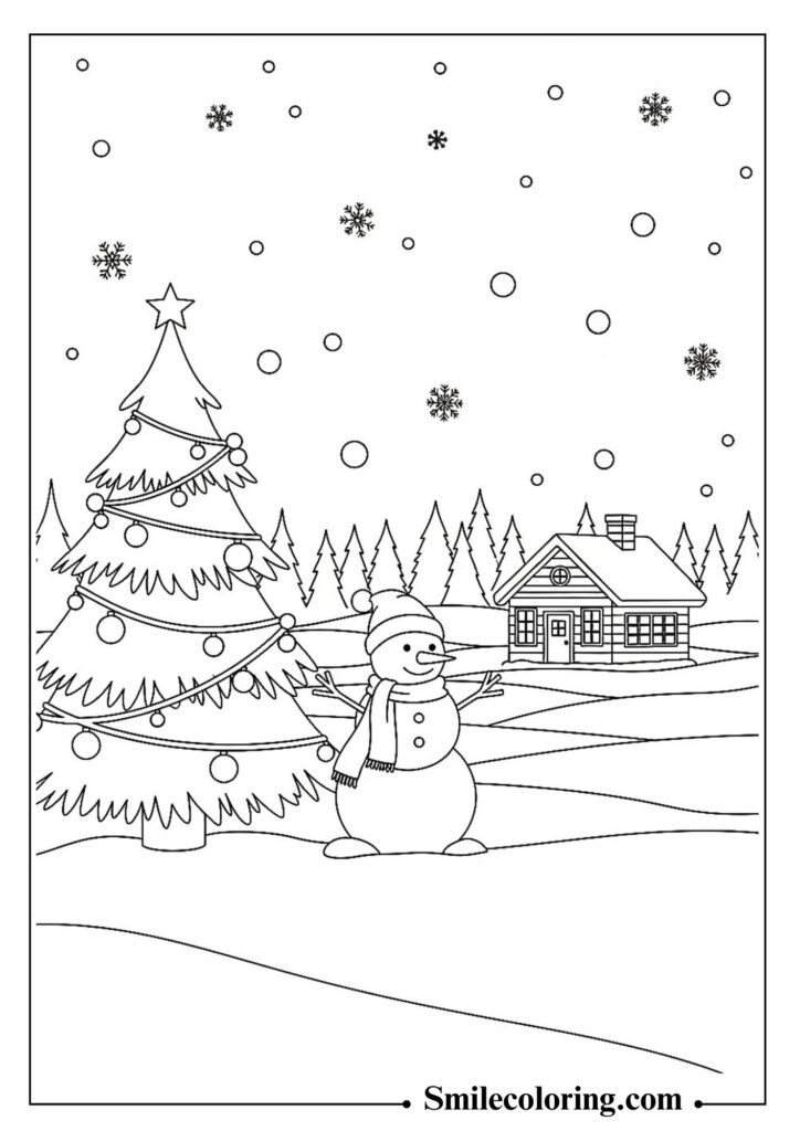 Outdoor Christmas Tree Scene