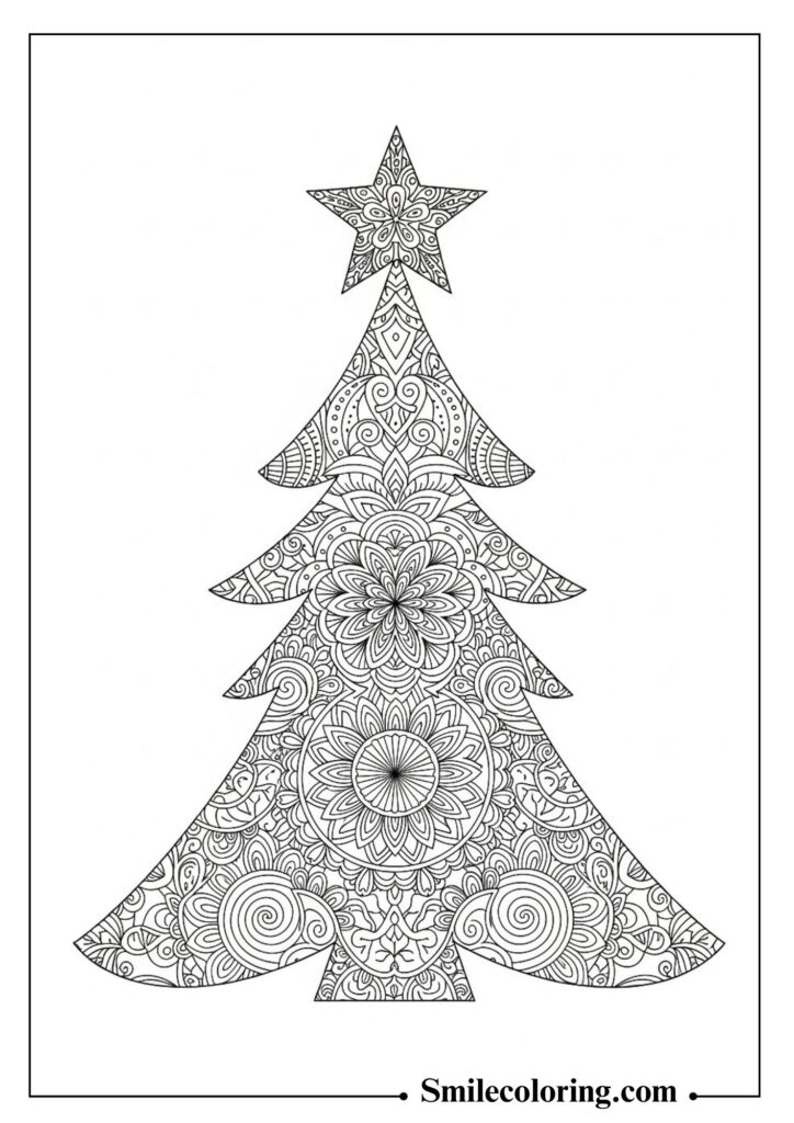 Patterned Christmas Tree Mandala