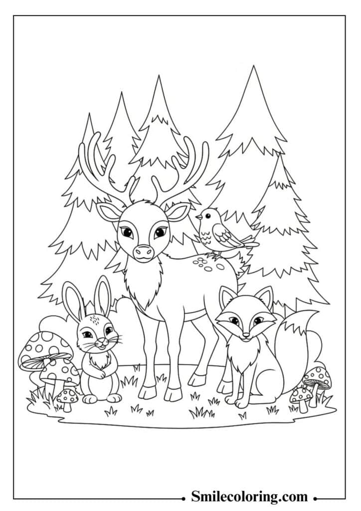 Reindeer with Woodland Friends