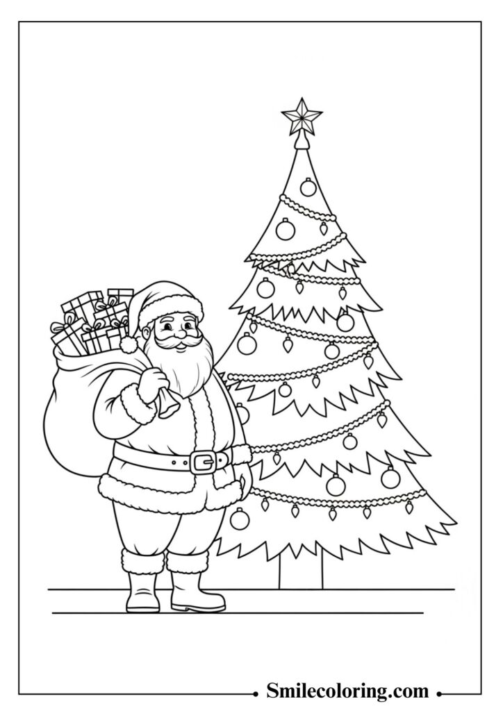 Santa Beside the Christmas Tree