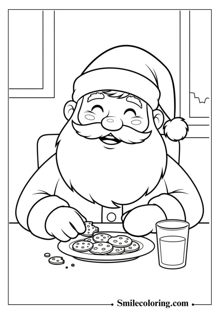 Santa Eating Cookies and Milk