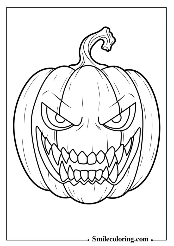 Scary Pumpkin Face Close-Up