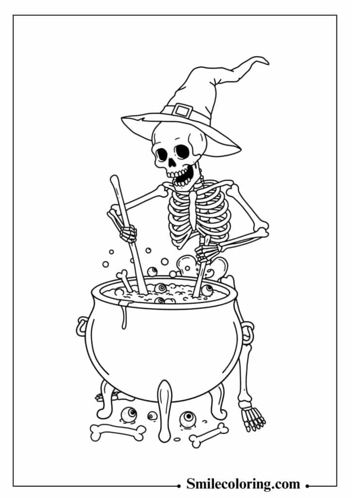 Skeleton Chef Making Soup