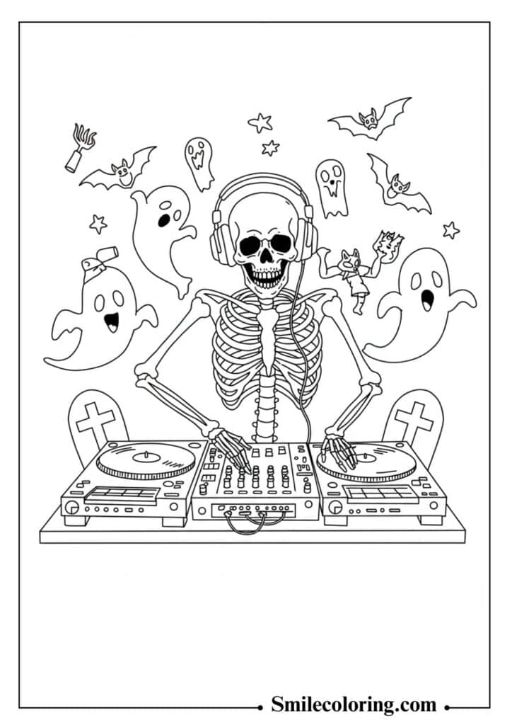 Skeleton DJ at Halloween Party