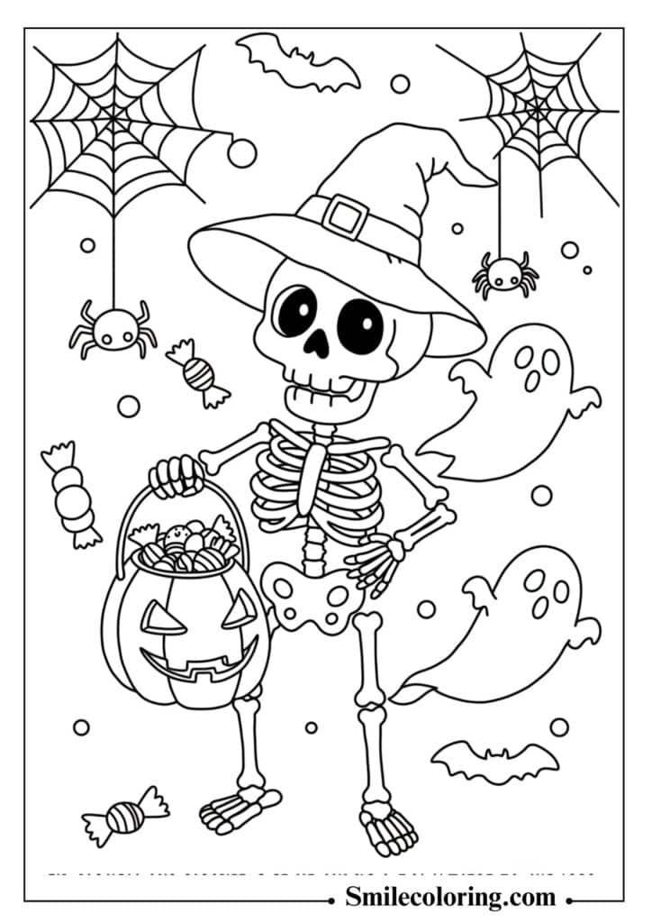 Skeleton with Candy Bucket