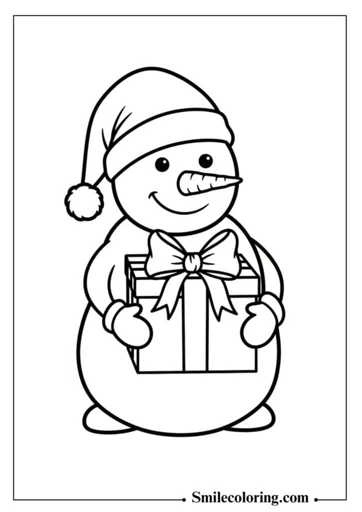 Snowman Holding a Gift
