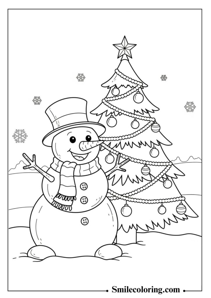 Snowman and Christmas Tree