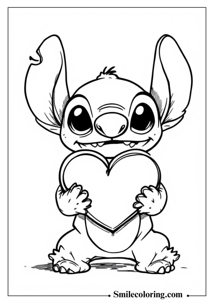 Stitch Holding a Heart