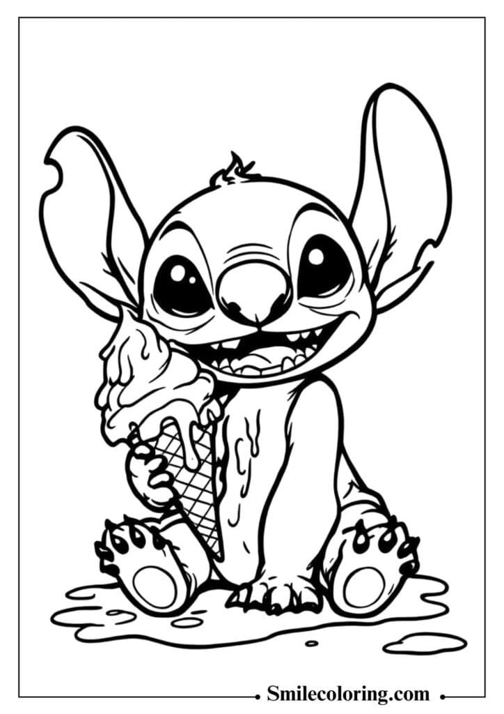 Stitch Holding an Ice Cream