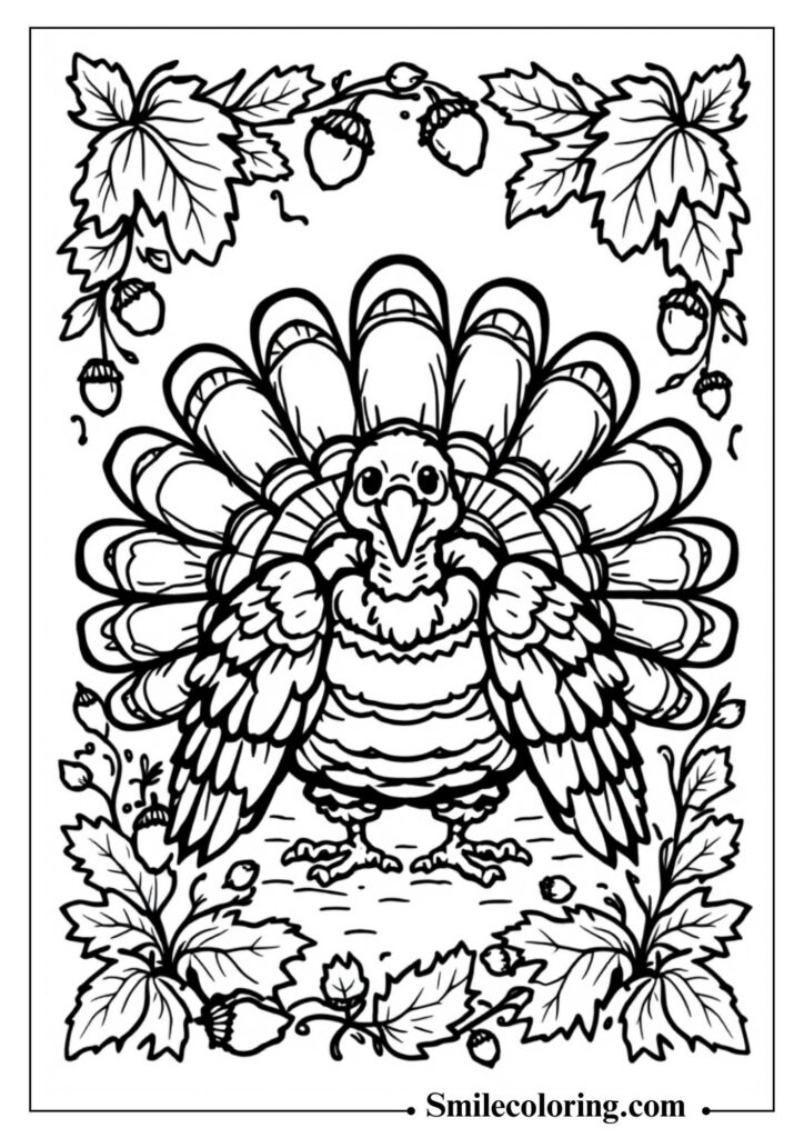 Turkey and Autumn Leaves Frame