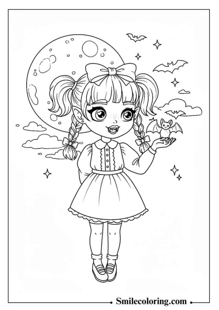 Vampire Girl with Bat Friends