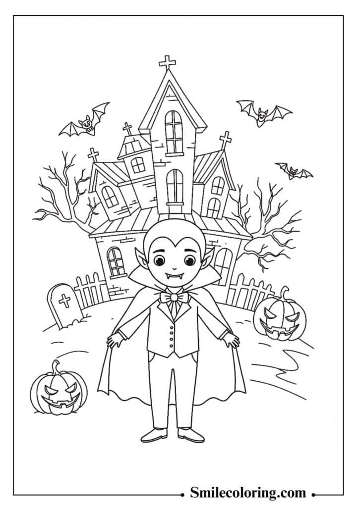 Vampire and Haunted House Scene