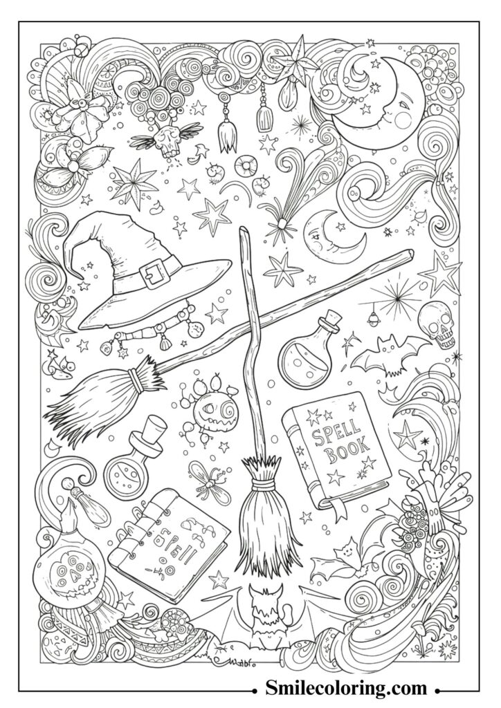 Witch Hat and Magic Objects Set
