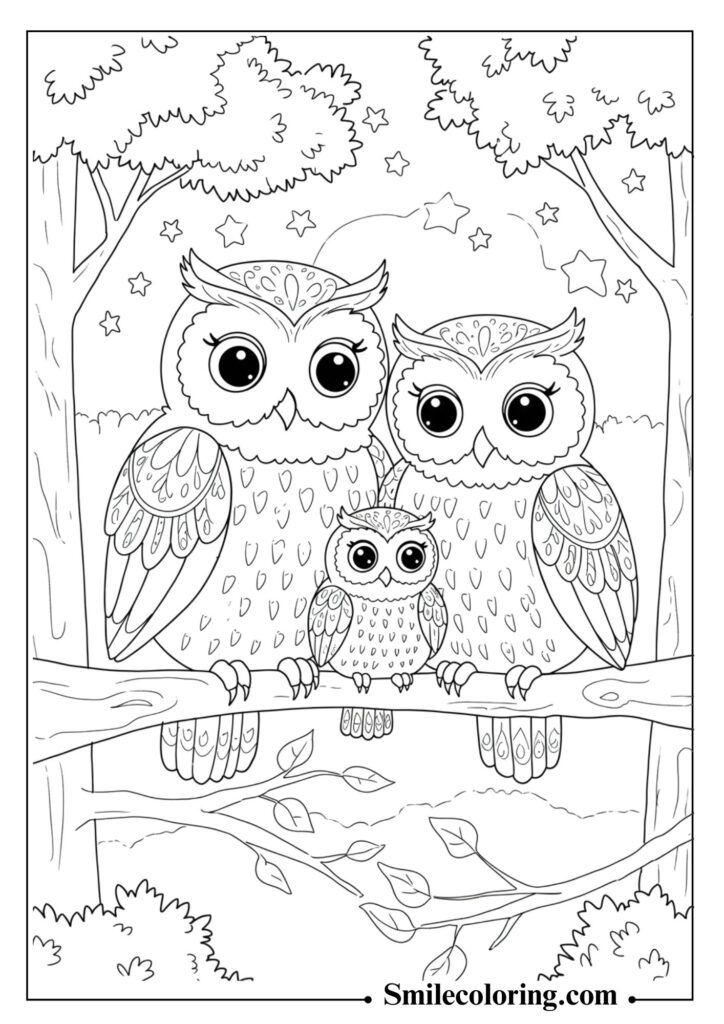 Woodland Owls Family