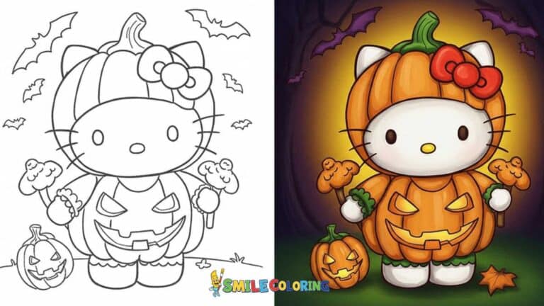 halloween hello kitty coloring pages