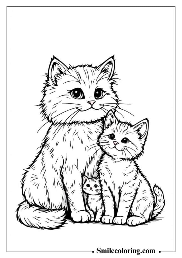 Group of Three Cats