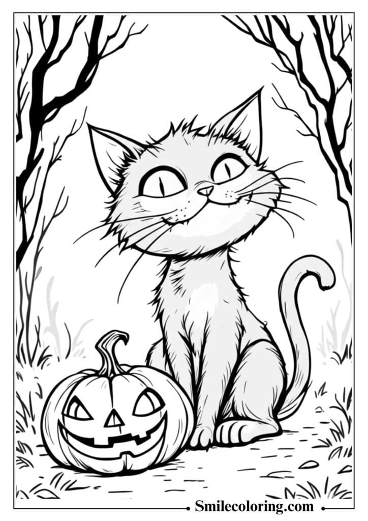 Halloween Cat and Pumpkin
