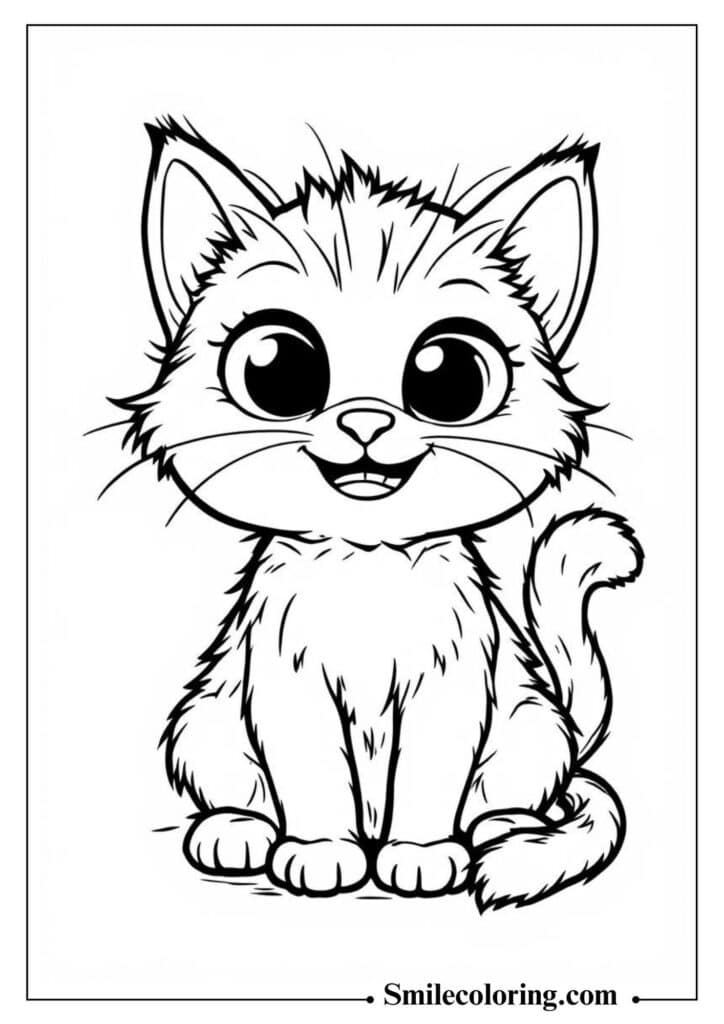 Smiling Cartoon Cat Sitting